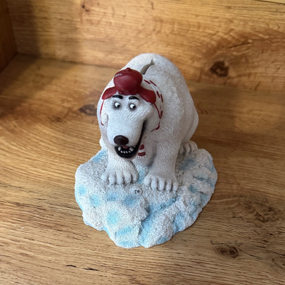 Charming Polar Bear Figurine with Red Hat bank needs stopper